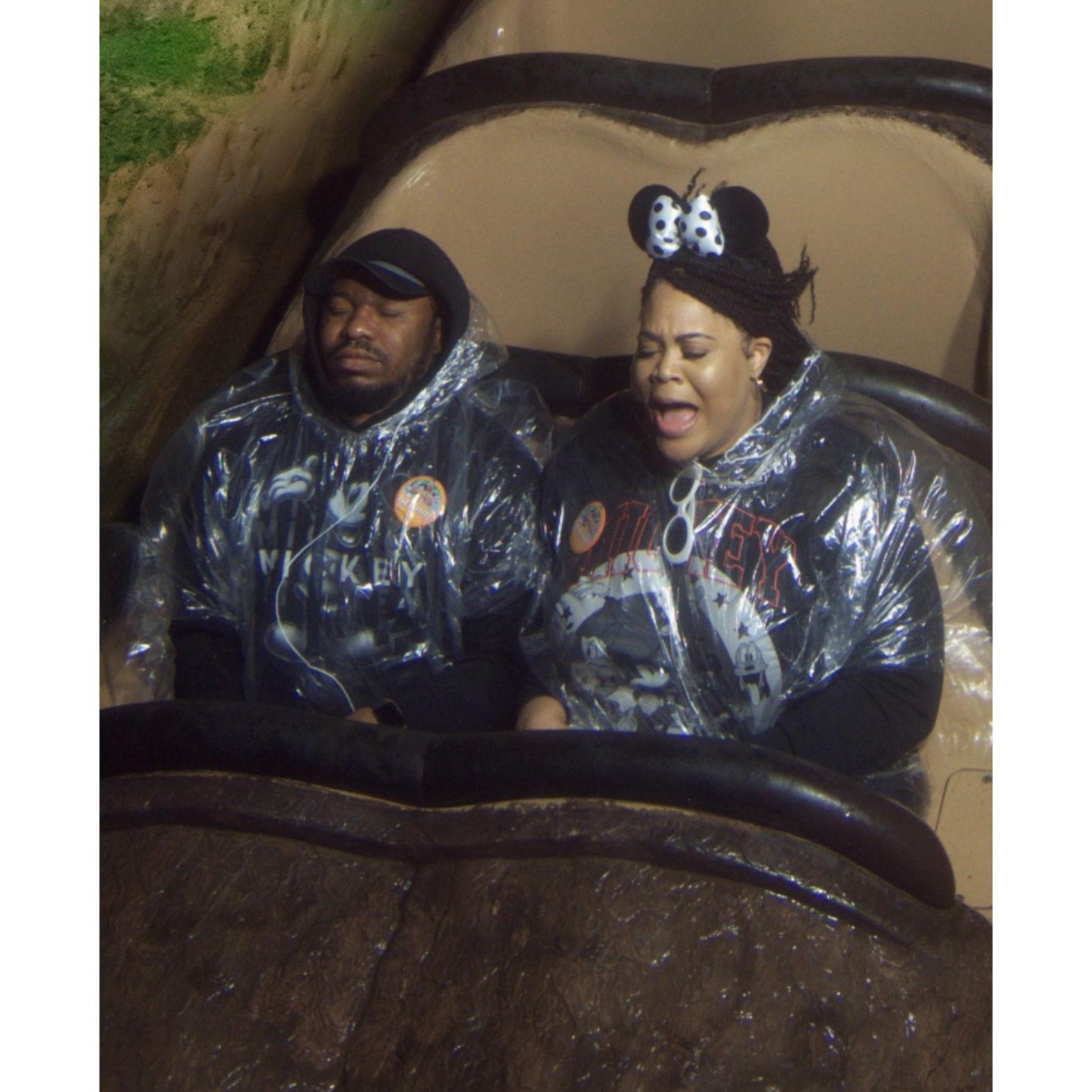 On the Tiana's Bayou Adventure ride in Disney World praying for our lives!