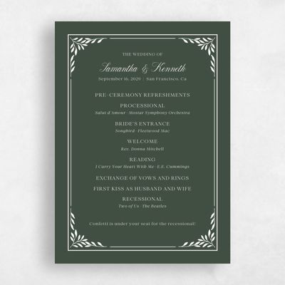 Evergreen Wedding Program - Thalia