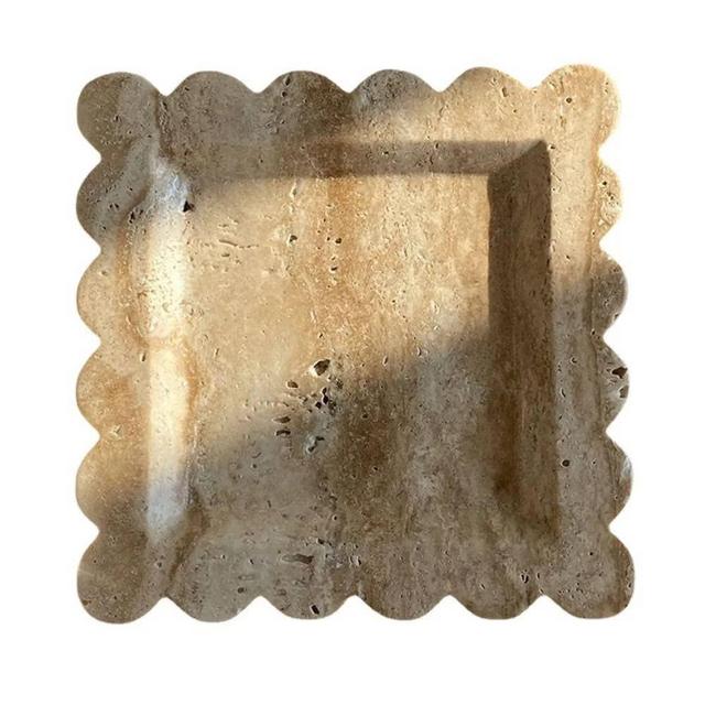Travertine Scalloped Decorative Tray