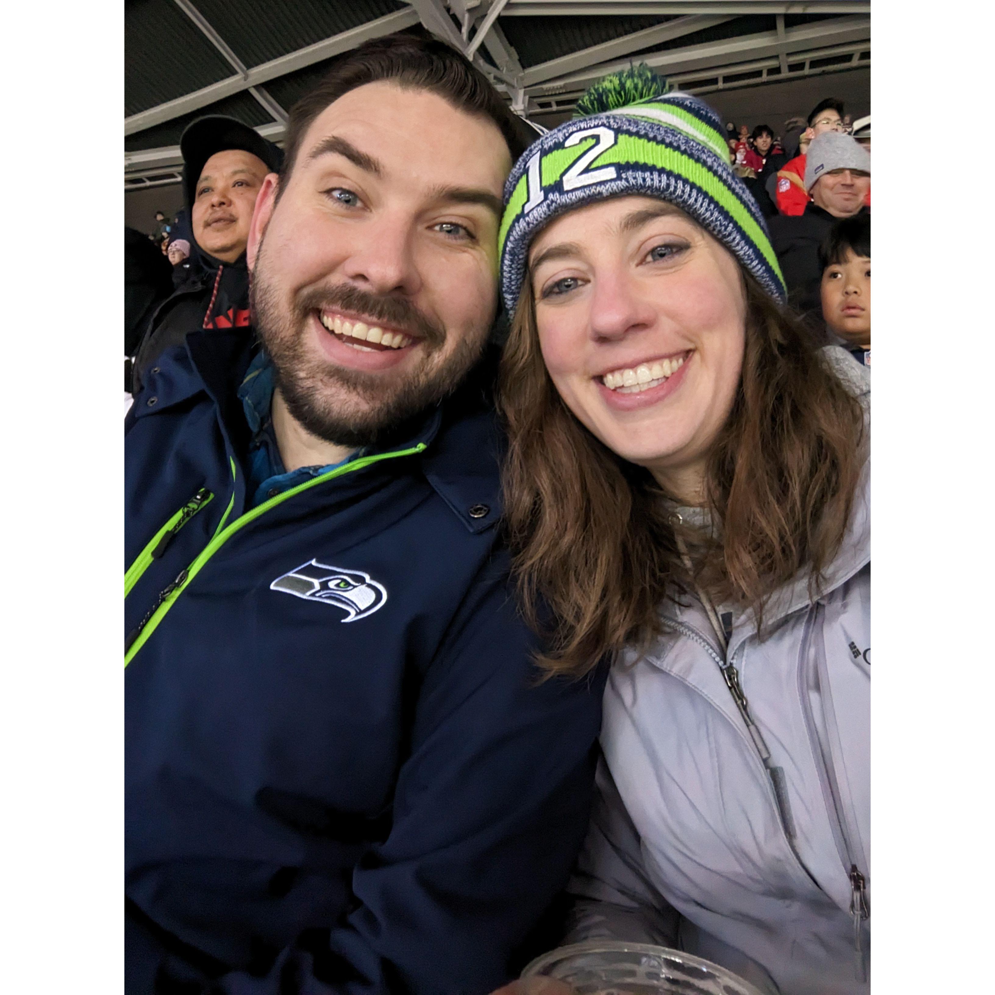 Grayson's first Seahawks game! Go Hawks!