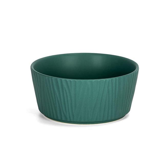 SPUNKYJUNKY Ceramic Dog Bowl,Heavy Pet Bowl,5.3 Cups Capacity,Grey/White/Green