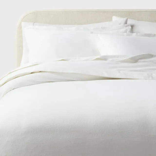 King Casual Textured Cotton Duvet Cover and Sham Set White - Threshold™