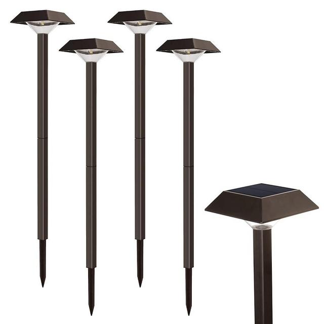 Bobcat Solar Landscape Lights Super Bright with 2-in-1 Warm White and Daylight Modes, Solar Lights for Outdoor Path, Sidewalk, Driveway or Walk Way, Dark Brown(4 Pack)