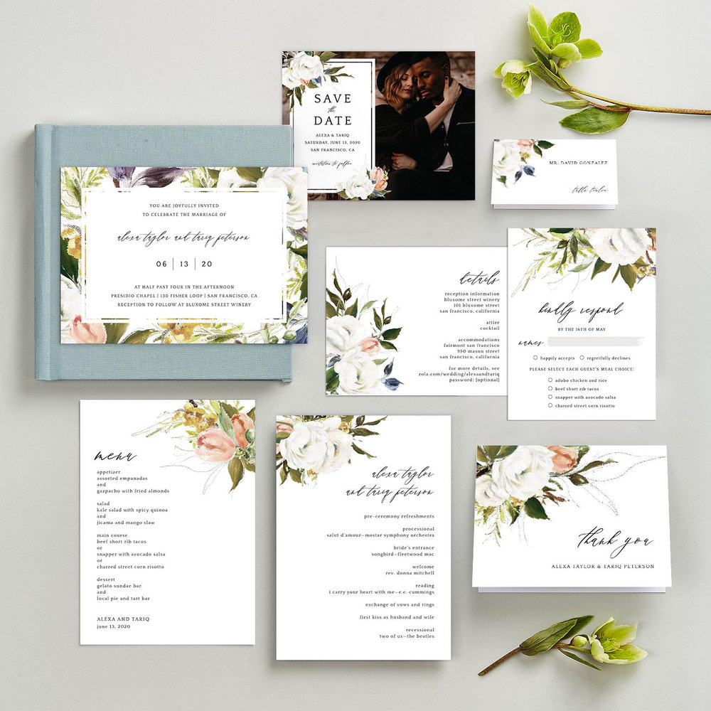 Octavia Frame | White | Zola Wedding Invitations
