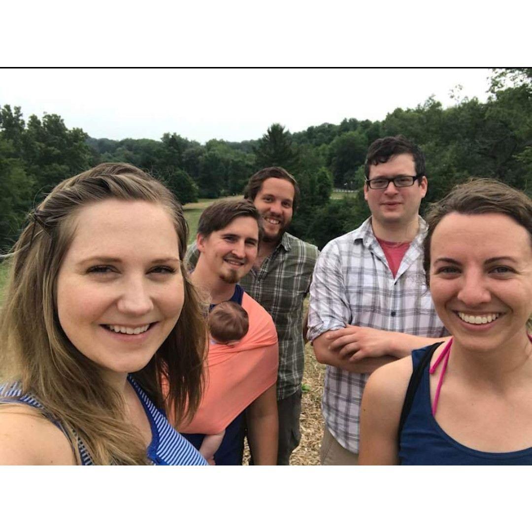 Disc golfing with friends; Summer 2018.
