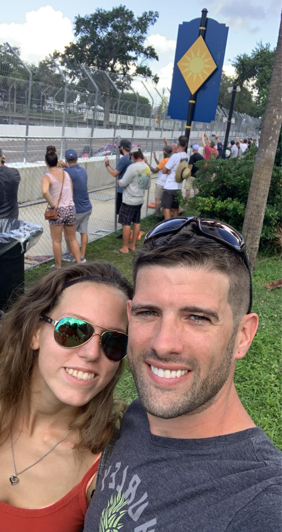 Julia grew up going to the Grand Prix races yearly with her dad. Now she gets to go with Austin, who also loves ‘Go Fast’ just as much as she does!