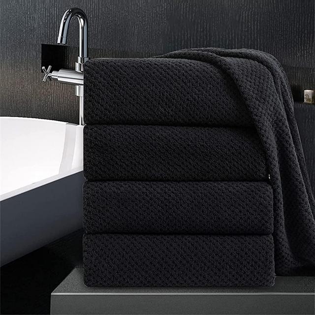 Bathroom Towel Set Black 4Pack-35x70 Towel,600GSM Ultra Soft Microfibers Bath Towel Set Extra Large Plush Bath Sheet Towel,Highly Absorbent Quick Dry Oversized Towels Spa Hotel Luxury Shower Towels