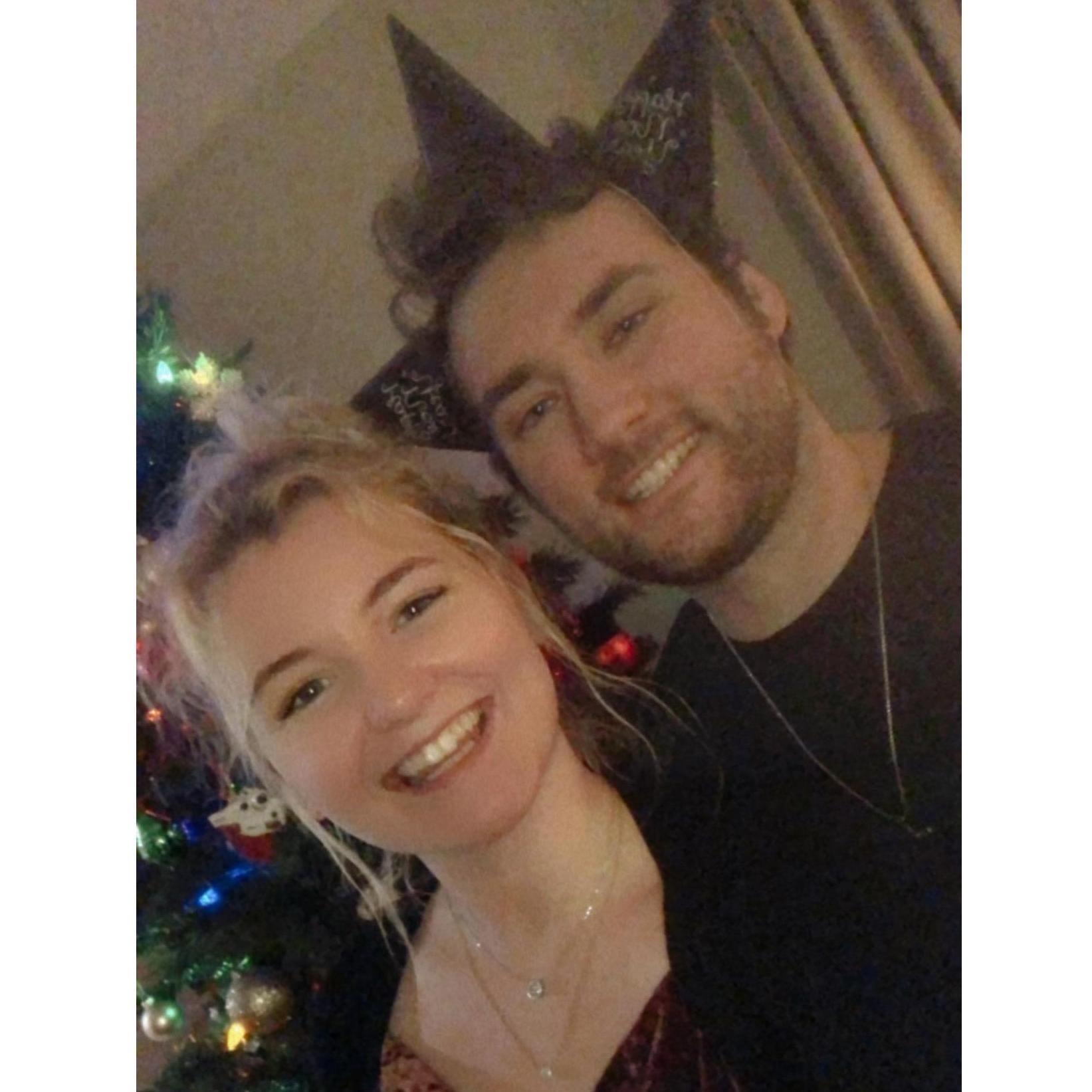 I bought party hats for the NY guests, he ended up with extra