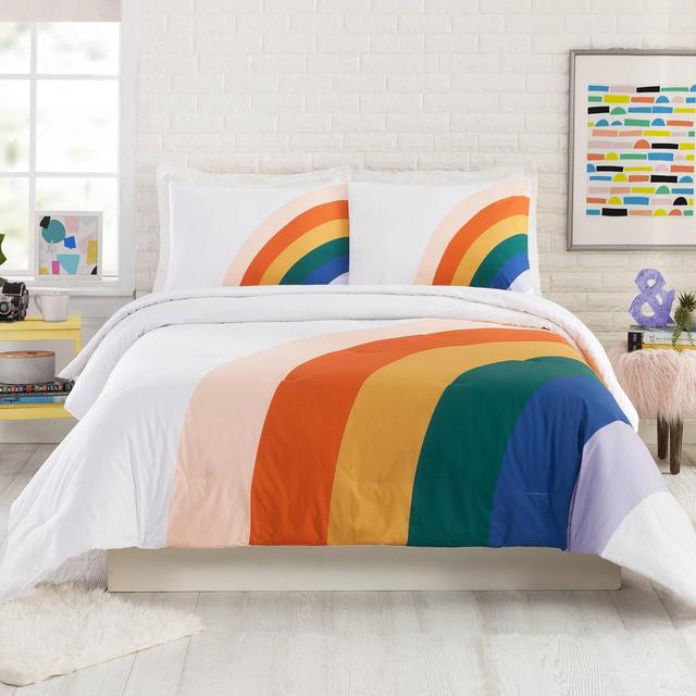 3pc Full/Queen Rainbow Comforter Set - Ampersand for Makers Collective