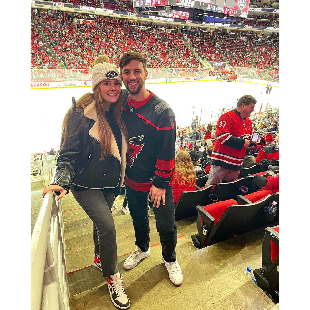 Danny's first playoff season- Ellice has turned him into quite the Canes fan! (We still can't believe Danny was a caps fan before he met her)