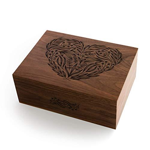 Floral Heart Laser Cut Wood Keepsake Box (Christmas Gift/Valentine's Day/Wedding/Baby Shower/Love/Mother's Day Gift / 5 Year Anniversary/Heirloom/Traditional/Handmade)