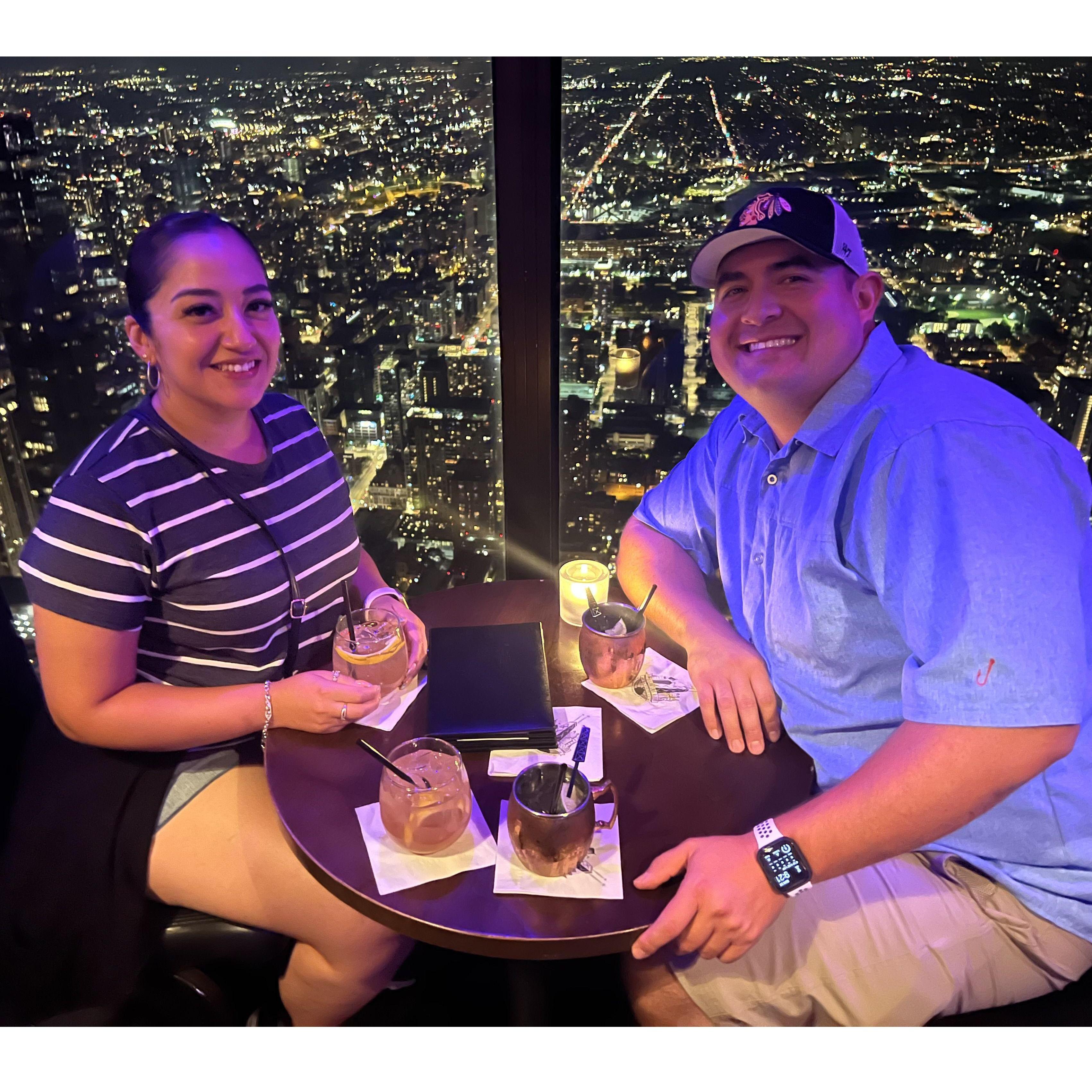 Drinks at the Signature Lounge 96th Floor in Chicago, Illinois.