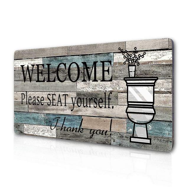 Smarten Arts Funny Bathroom Wall Decor Sign Farmhouse Rustic Bathroom Decorations Wall Art 16" by 8" Please Seat Yourself Large Wood Plaque Wall Hanging Sign