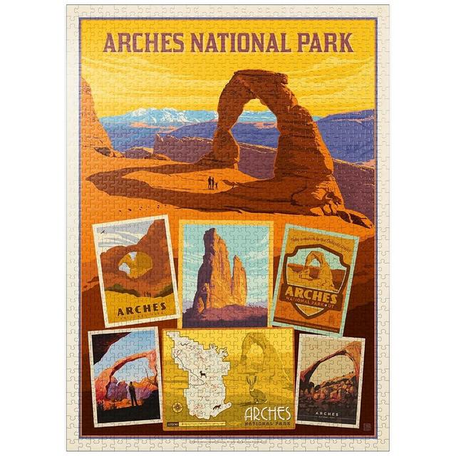 MyPuzzle Arches National Park: Collage Print, Vintage Poster - Premium 1000 Piece Jigsaw Puzzle for Adults