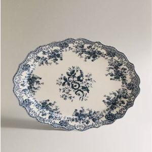FLORAL EARTHENWARE SERVING DISH
