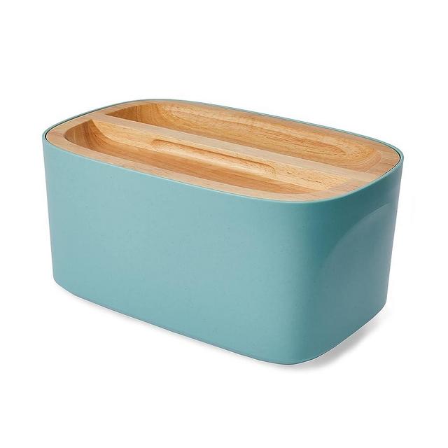 Sonder Los Angeles, Modern Bamboo Fiber Bread Box for Kitchen Countertop with Reversible Wood Serving Lid, Homemade Bread Storage 14.25 x 9.25 x 7in, Storage Bin and Bread Container