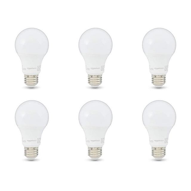 Amazon Basics 60W Equivalent, Daylight, Non-Dimmable, 10,000 Hour Lifetime, A19 LED Light Bulb | 6-Pack