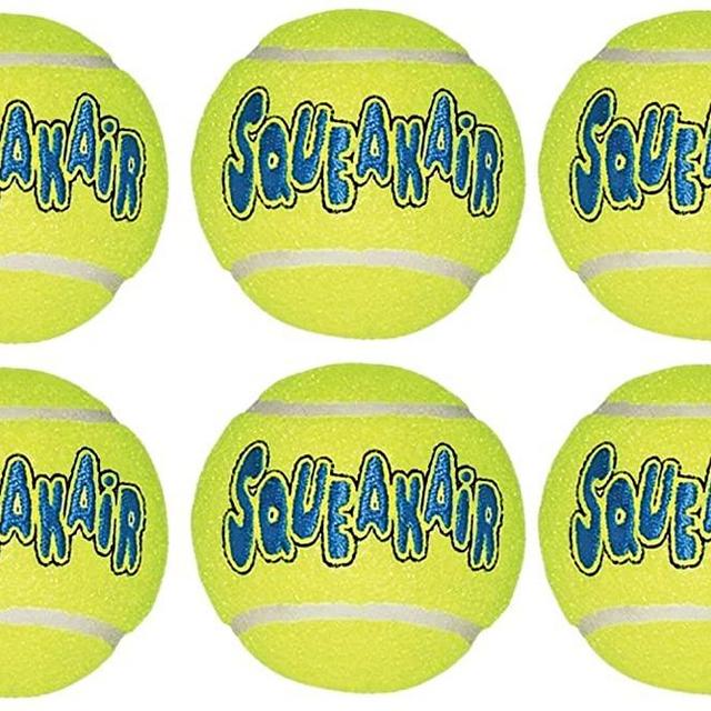 KONG Air Dog Squeak air Tennis Ball Dog Toy, Large, Yellow, 6 Count