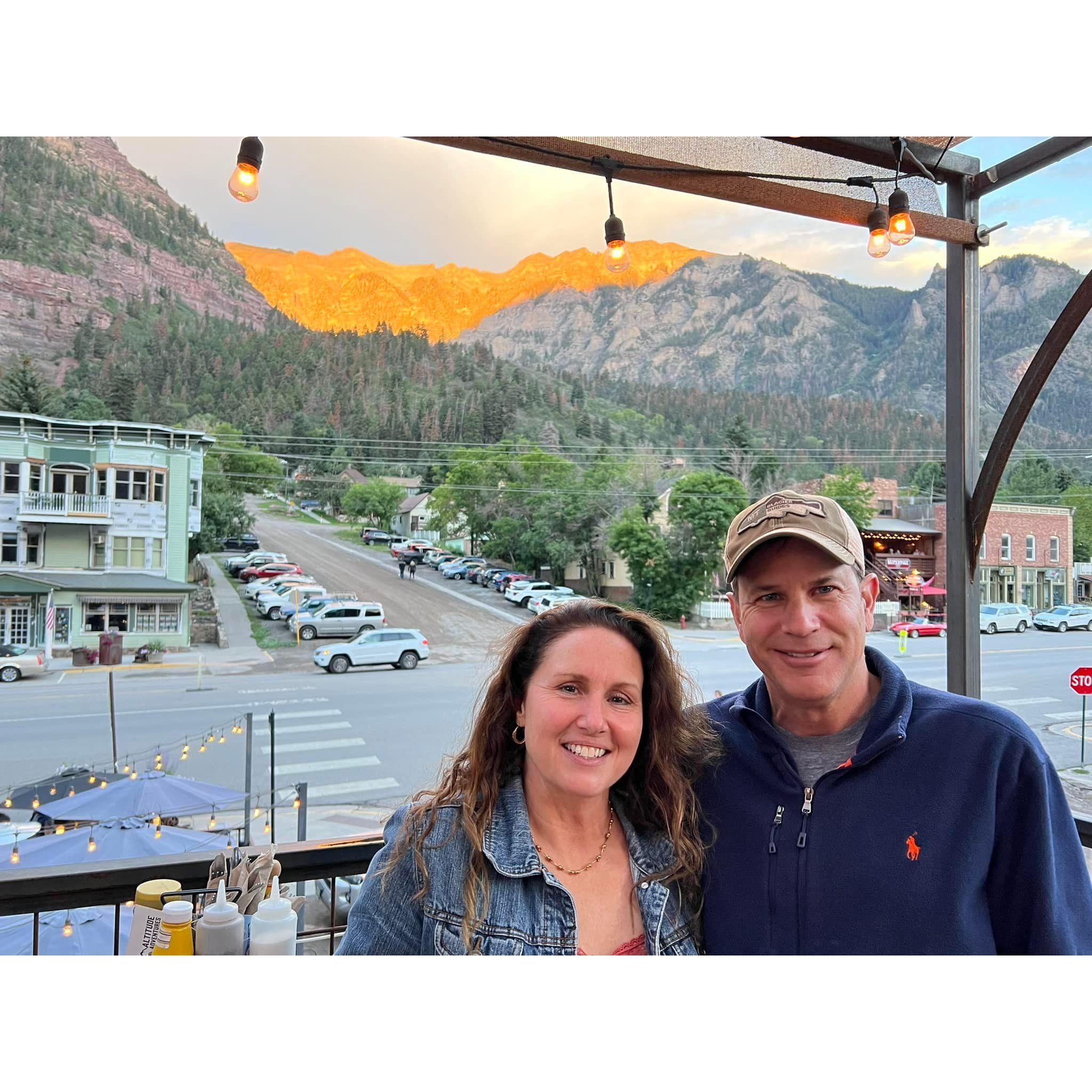 In Ouray, CO at Goldbelt for sunset and dinner.