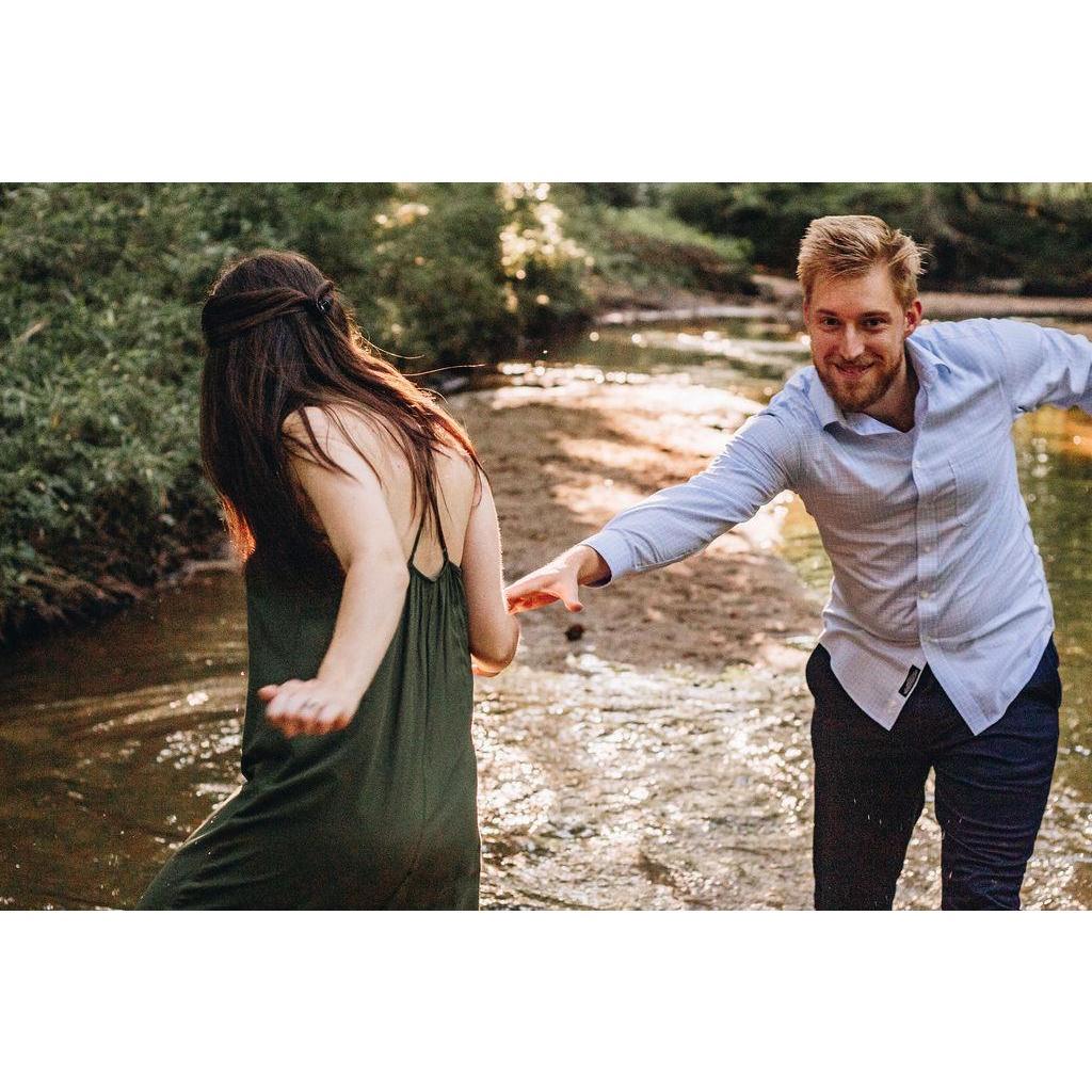 Amanda actually fell in the creek just moments after this catch-me-if-you-can picture was taken. Turns out even shallow creeks can hold deeper surprises.