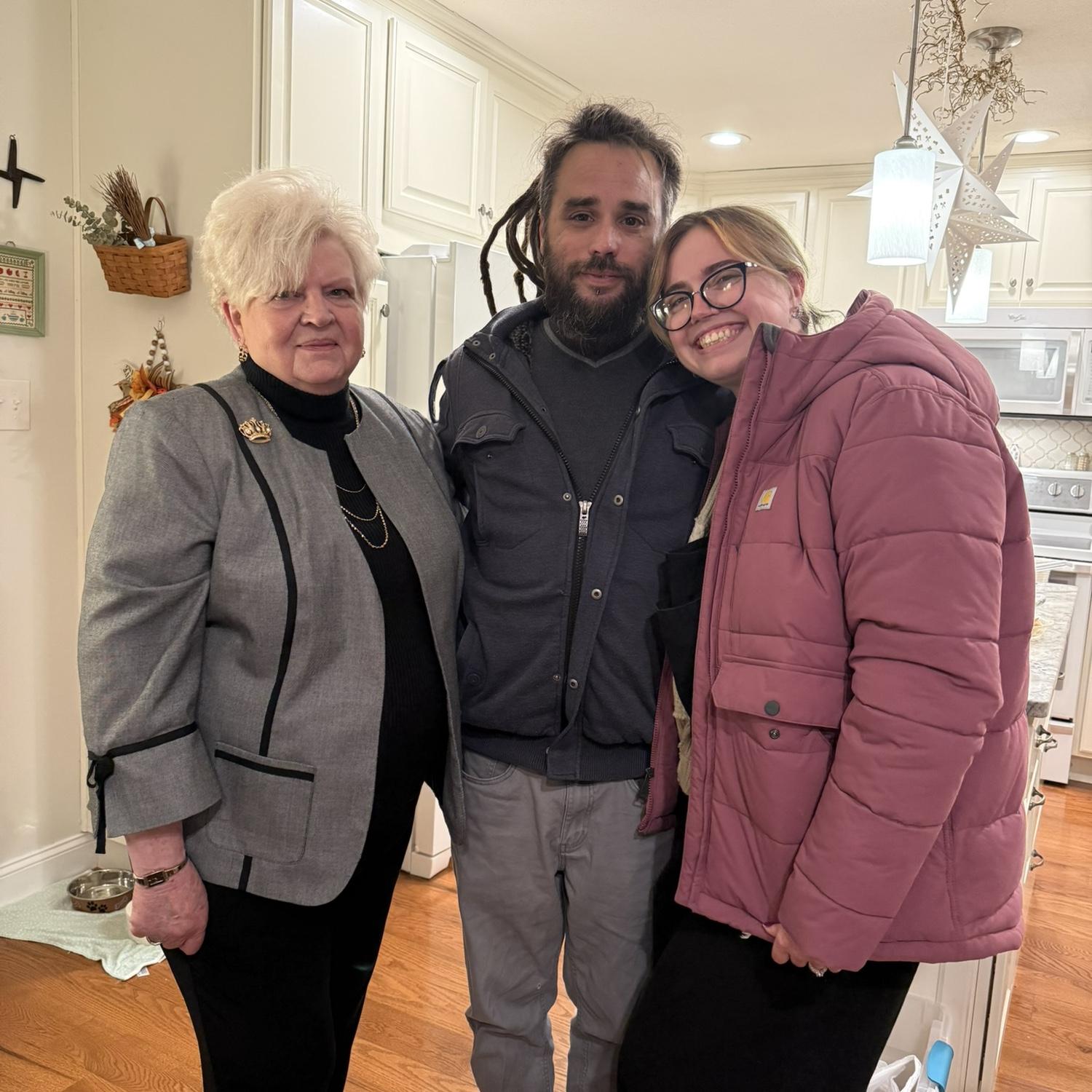 Granny, Michael, and Ciearra on a very cold day!!