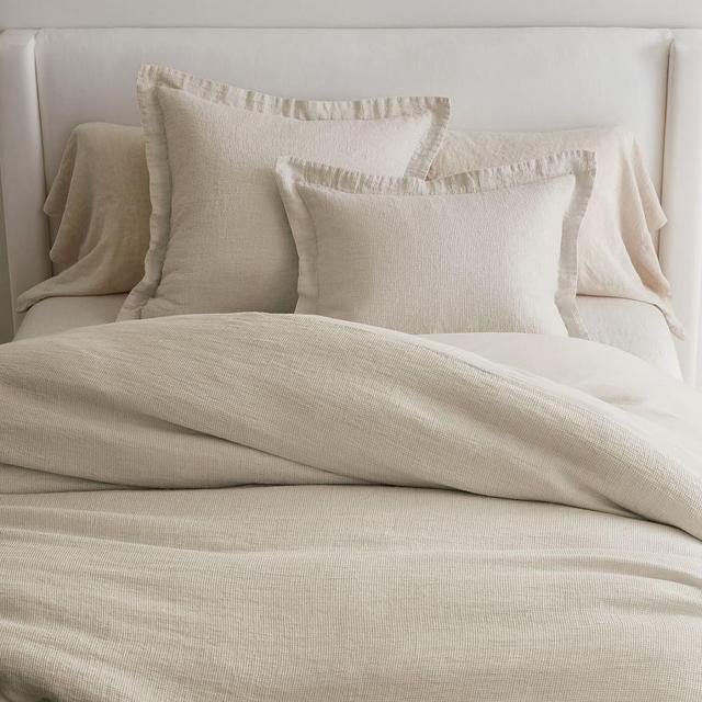 European Flax Linen Waffle Duvet Cover, King/Cal. King, Flax