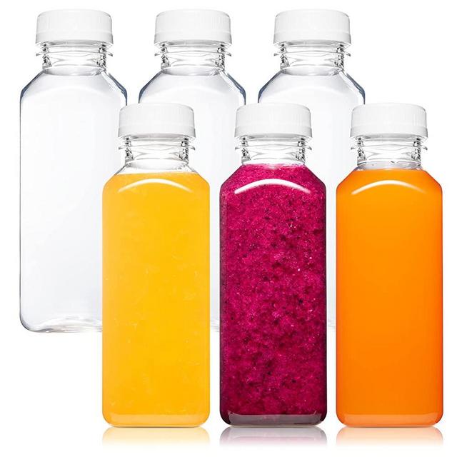 12 Oz Plastic Bottles with Caps, Juice Containers With Lids For Fridge, Reusable Juicing Bottles, Smoothie Bottle, Empty Plastic Juice Bottles, Drink Containers With Lids, Clear Bottles 6 Pack