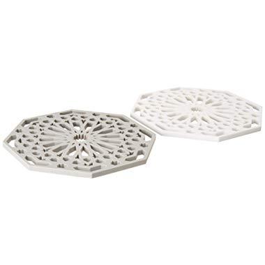 Mintrico White & Grey Silicone Trivet Mat Pad for Hot Dishes (set of two)