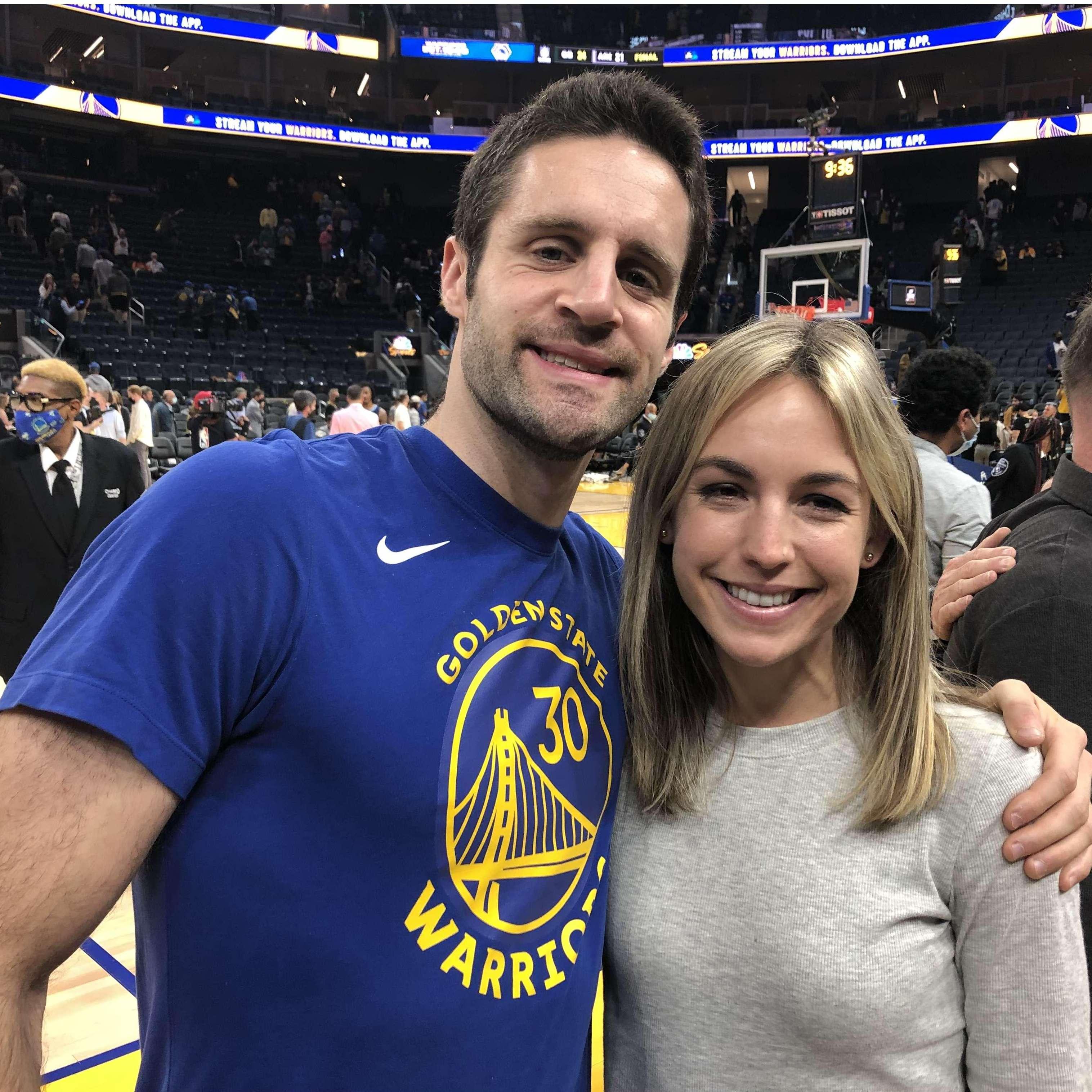 Floor seats at the Warrior's game with Hannah's dad