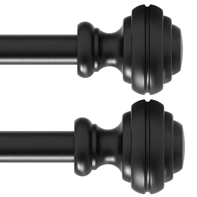 Curtain Rods for Windows 48-84 inch,3/4 inch Heavy Duty Adjustable Decorative Curtain Rods with Modern Finials,2 Pack Window Curtain Rods for Bedroom, Living Room,Patio and Kitchen