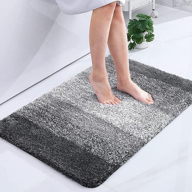 Olanly Luxury Bathroom Rug Mat, Extra Soft and Absorbent Microfiber Bath Rugs, Non-Slip Plush Shaggy Bath Carpet, Machine Wash Dry, Bath Mats for Bathroom Floor, Tub and Shower, 24x36, Grey