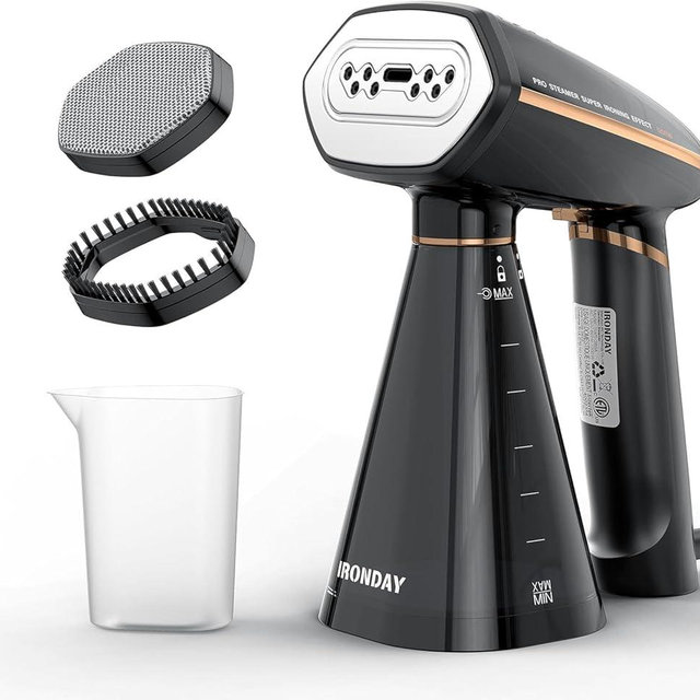 IRONDAY Steamer for Clothes, 1200W Portable Handheld Garment Steamer&Iron 2-in-1 with Fast Heat-up, Auto-Off, 350ml Water Tank, Powerful Foldable Handle Clothes Steamer Compact Size for Travel Home