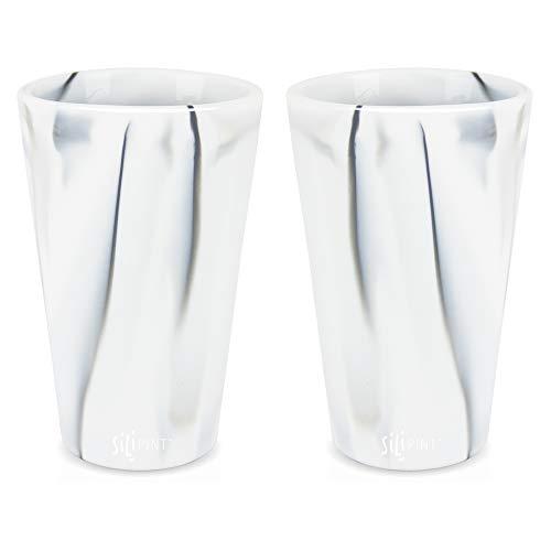 Silipint Silicone Pint Glass Set, Patented, BPA-Free, Shatter-proof, Unbreakable Silicone Cup Drinkware (2-Pack, Mountain Marble)