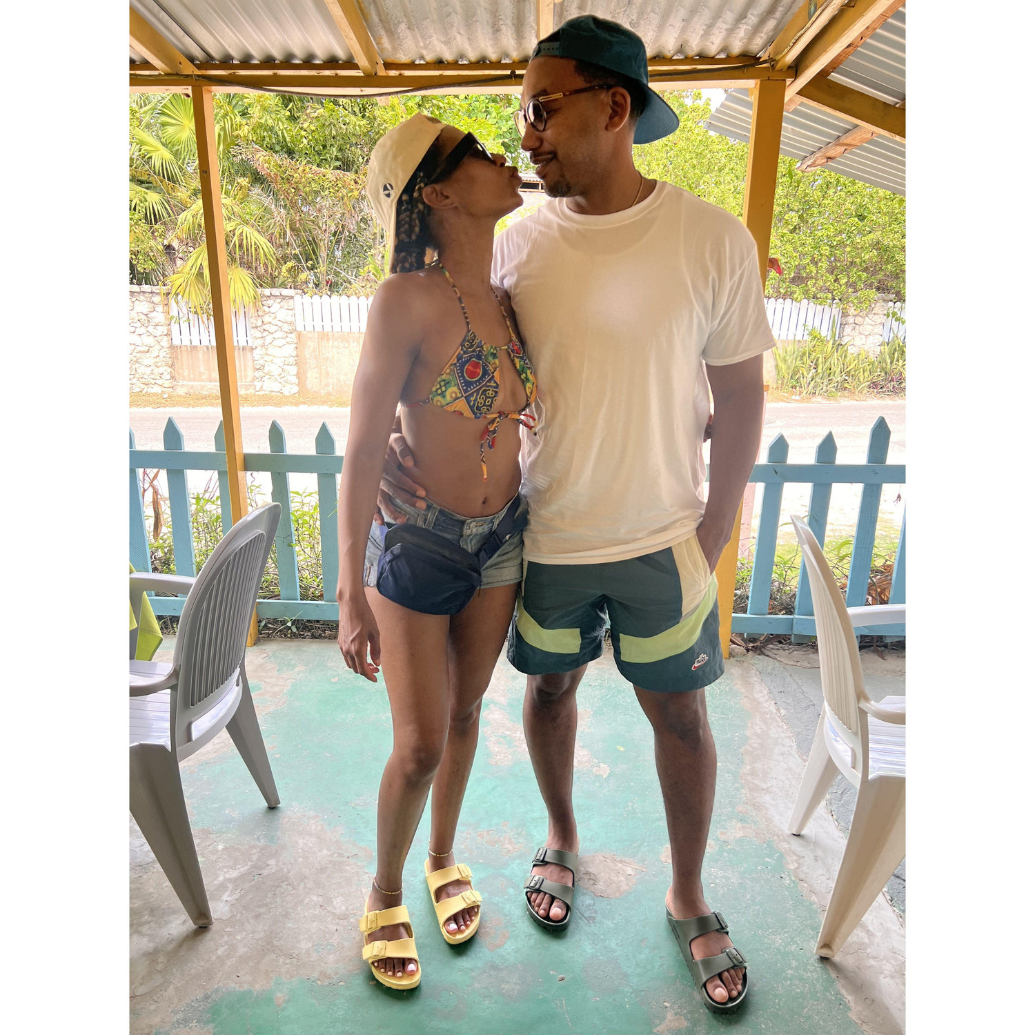 Us enjoying each other and Le's hometown, Little London, JA