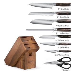 Yatoshi 9 Piece Block Set - Pro Kitchen Knife Set Ultra Sharp High Carbon Steel with Ergonomic Handle
