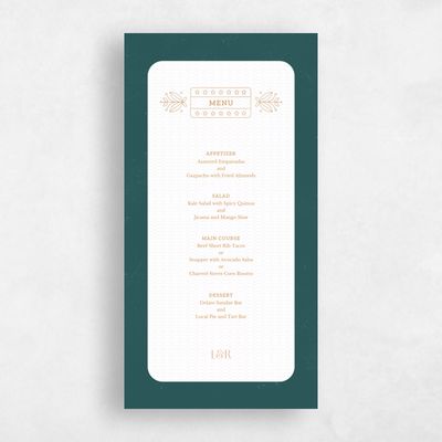 Teal, Blue Wedding Menu - Montavilla