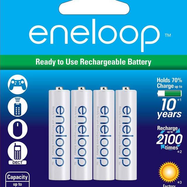 Panasonic BK-4MCCA8BA eneloop AAA 2100 Cycle Ni-MH Pre-Charged Rechargeable Batteries, 8 Pack