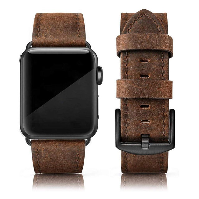 EDIMENS Leather Bands Compatible with Apple Watch 46mm 45mm 44mm 42mm(Series 1 2 3) Band Men Women, Vintage Genuine Leather Wristband Replacement Band Compatible for Apple Watch iwatch Series 10 9 8 7 6 5 4 SE