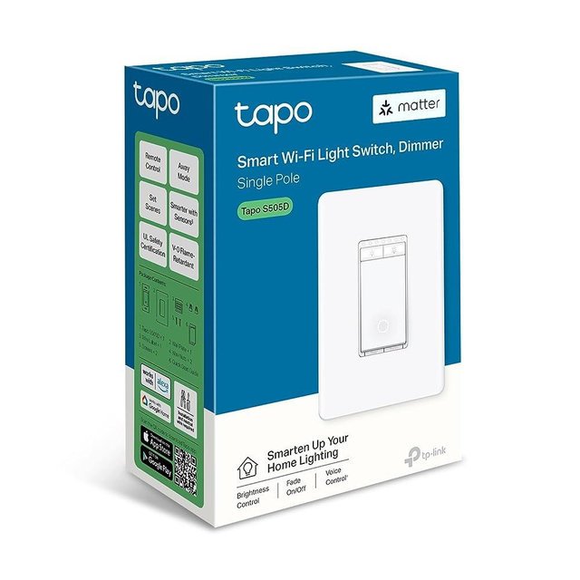 TP-Link Matter Smart Dimmer Switch: Voice Control w/Siri, Alexa & Google Assistant | UL Certified | Timer & Schedule | Easy Guided Install | Neutral Wire Required | Single Pole | Tapo S505D(2-Pack)