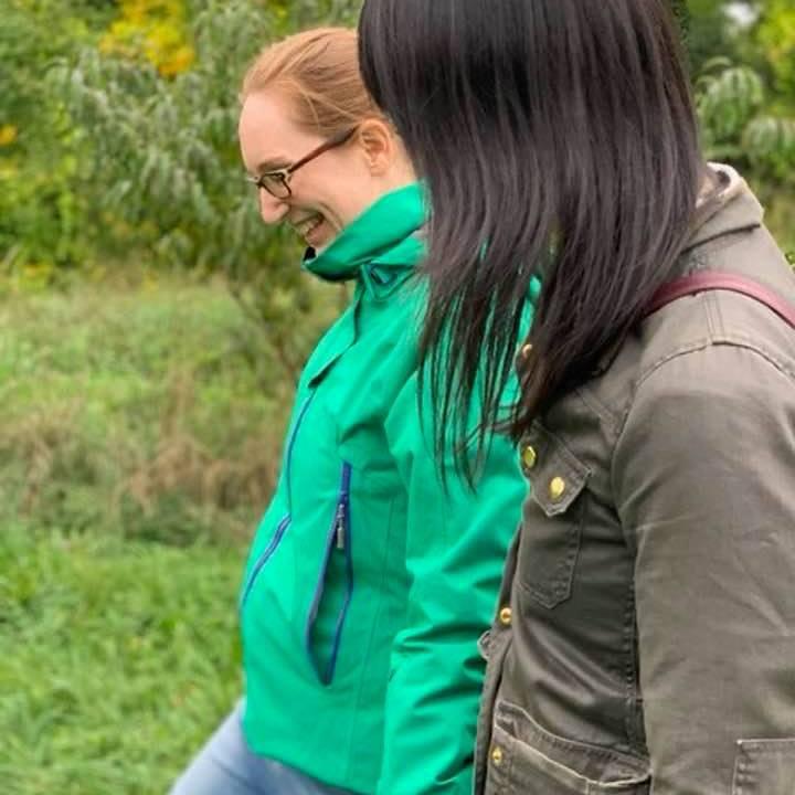 Walking the apple orchard
