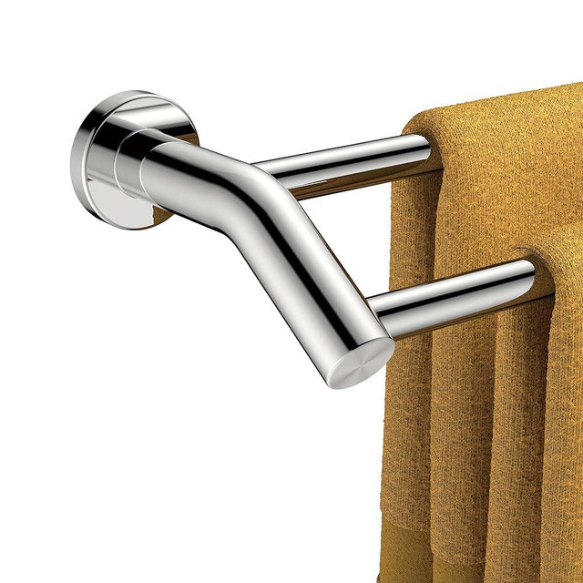 FORIOUS Double Towel Bar 24", Heavy Duty SUS304 Stainless Steel Dual Towel Racks for Bathroom Wall Mount, Space Saving Towel Rod Towel Holder Rail, Chrome