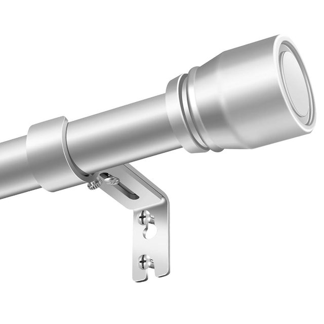 1” Diameter Curtain Rods Itself is 30 to144 inch 1 Pack Fit 30-142 inch, 66 to 120 inch Window with Heavy Duty Adjustable Rod Curtain Splicing Silver Extra Long Curtain Rod for Windows