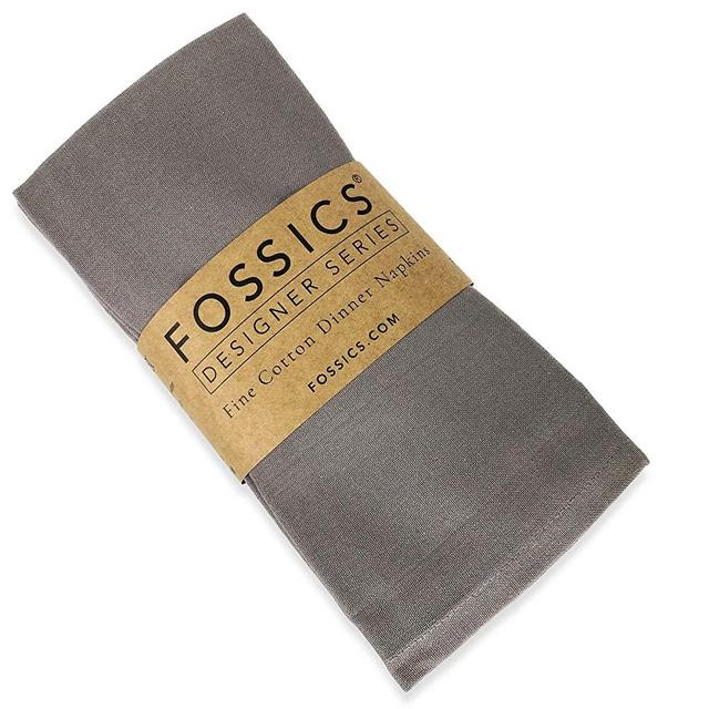 FOSSICS Designer Cotton Napkins from 100% Responsibly-Farmed Natural Cotton Cloth | Oversized 20 x 20 inches for Dinner, Events, Weddings | One Dozen, Rich Grey