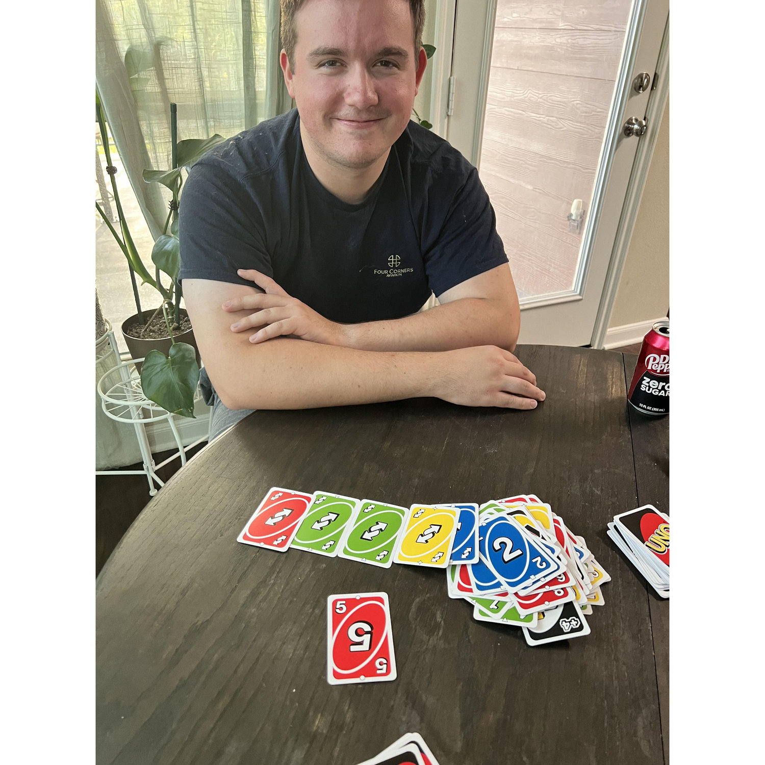 His uno skills!