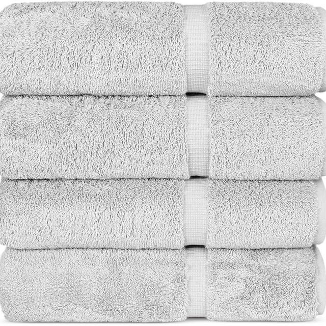 Chakir Turkish Linens 100% Cotton Premium Turkish Towels for Bathroom | 27'' x 54'' (4-Piece Bath Towels - Silver)