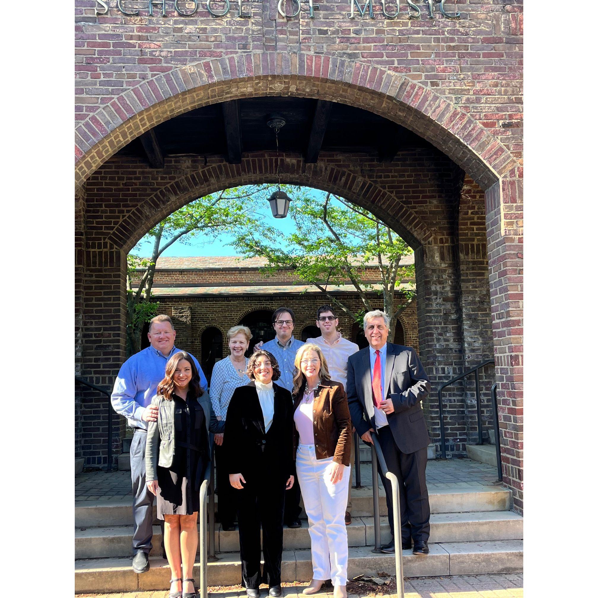 at Neely's Senior Voice Recital at Catholic University of America with Neely's Aunt Patricia, Uncle Greg, Cousins LeAnne, Skyler, and Peyton. April 2024