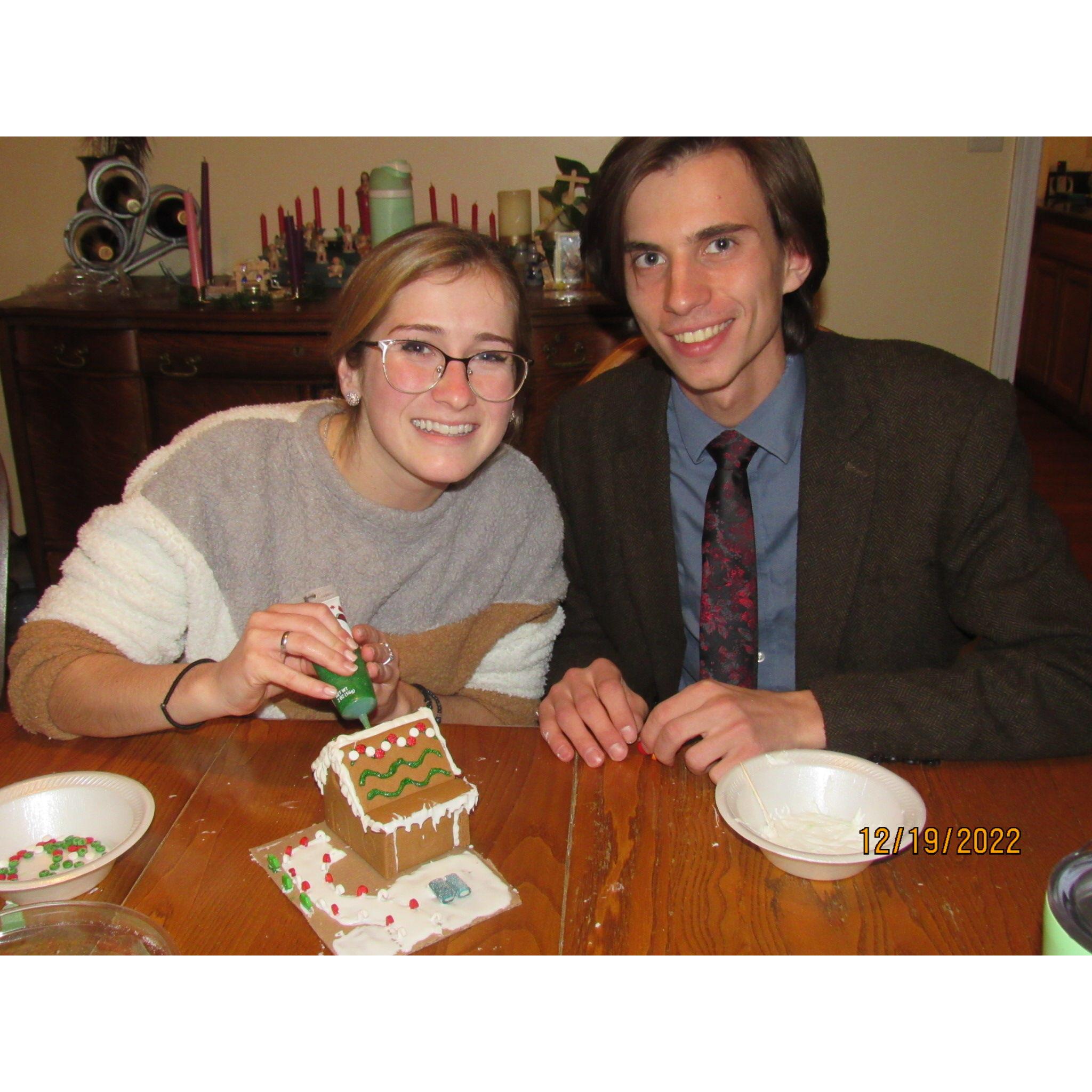 Winning the gingerbread house competition!