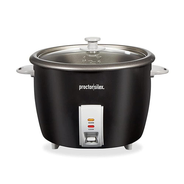Proctor Silex Rice Cooker & Food Steamer, 30 Cups Cooked (15 Cups Uncooked), Includes Steam and Rinsing Basket, Black (37555)