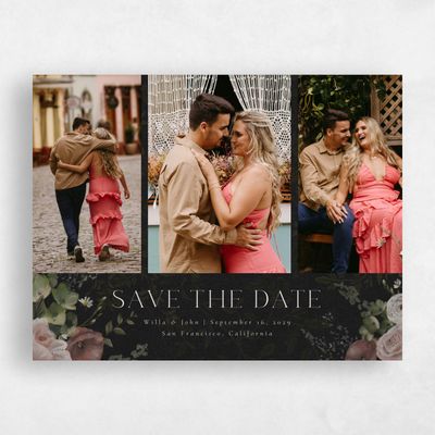 Black Standard Wedding Save the Date - Bourgeon Multiphoto