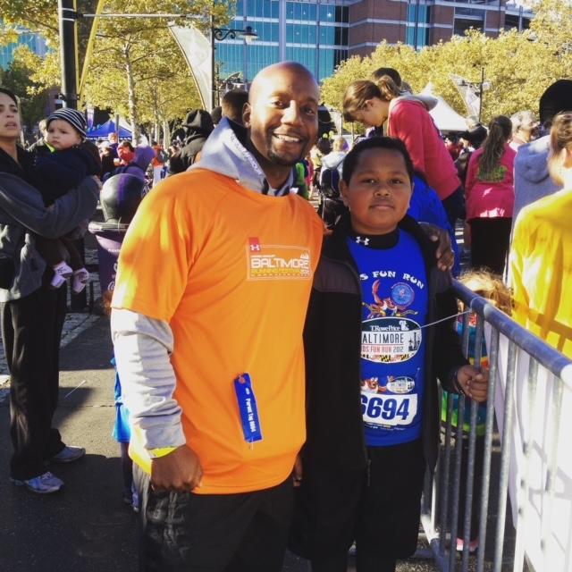 Damien & Darius after completing the Kiddie Run for the Baltimore Running Festival - October 2012